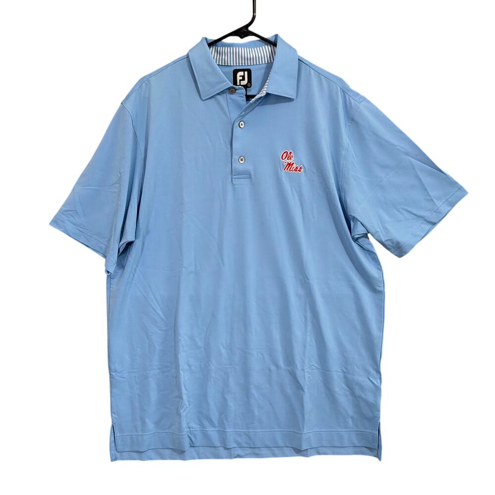 FootJoy Mens Shirt Blue Golf Polo Athleisure Comfort Quick Dry Stretch Large